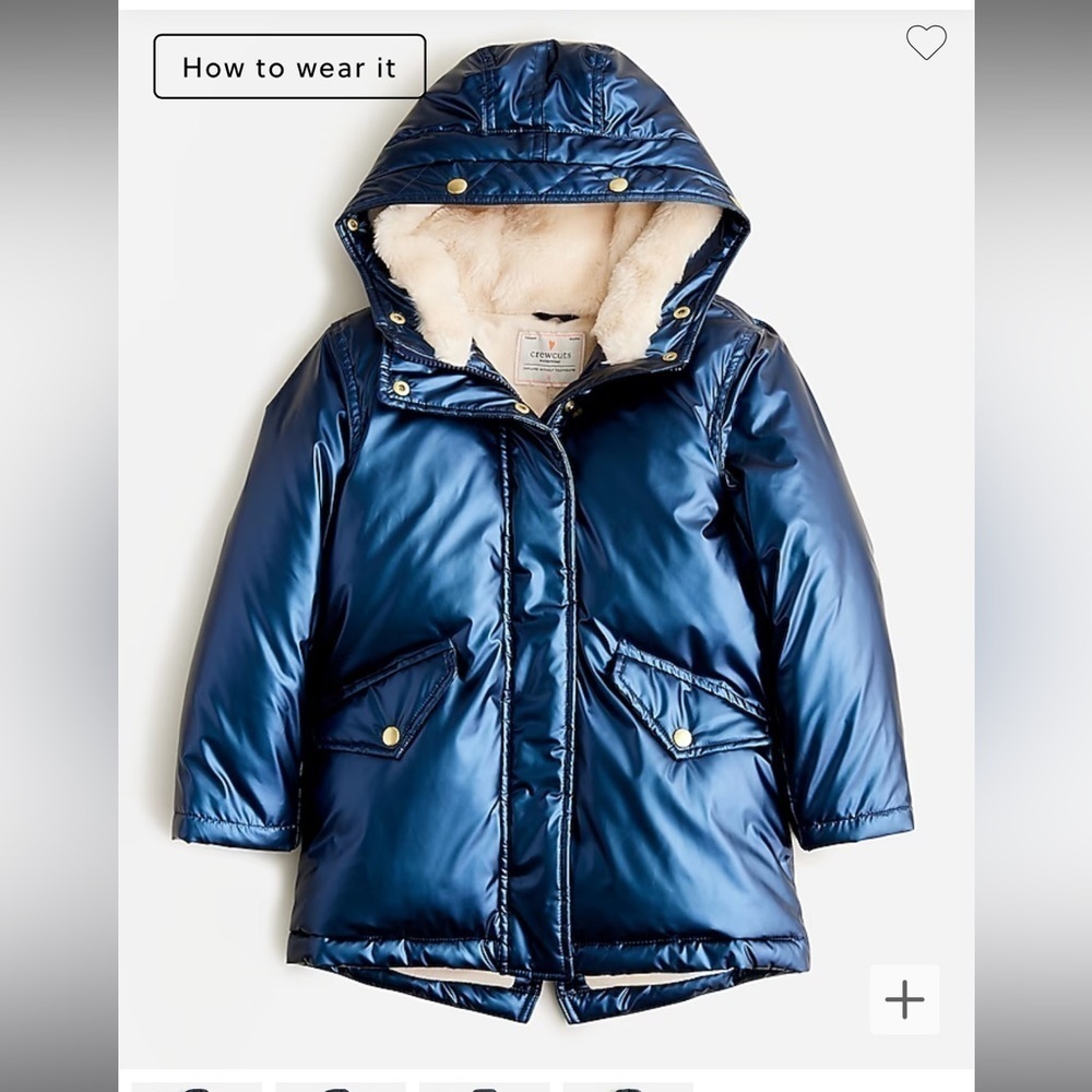 J. Crew Crewcuts metallic fishtail parka with PrimaLoft